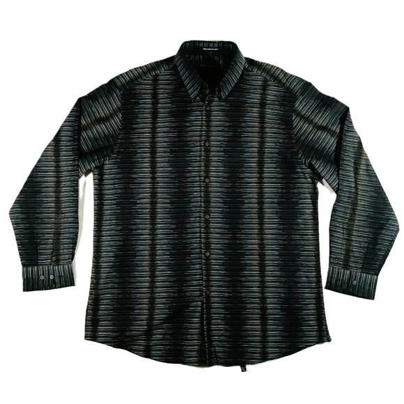 Jhane Barnes 100% Cotton Black Striped Long Sleeve Button Down Shirt Men's Sz XL - Picture 1 of 11